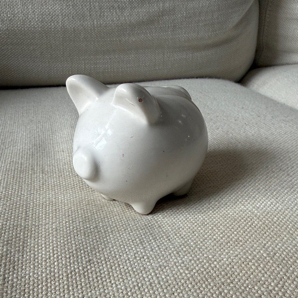 Miniature White Ceramic Piggy Bank